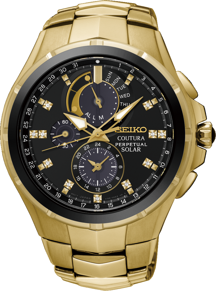 Seiko Gold and Black Coutura Perpetual Calendar Watch