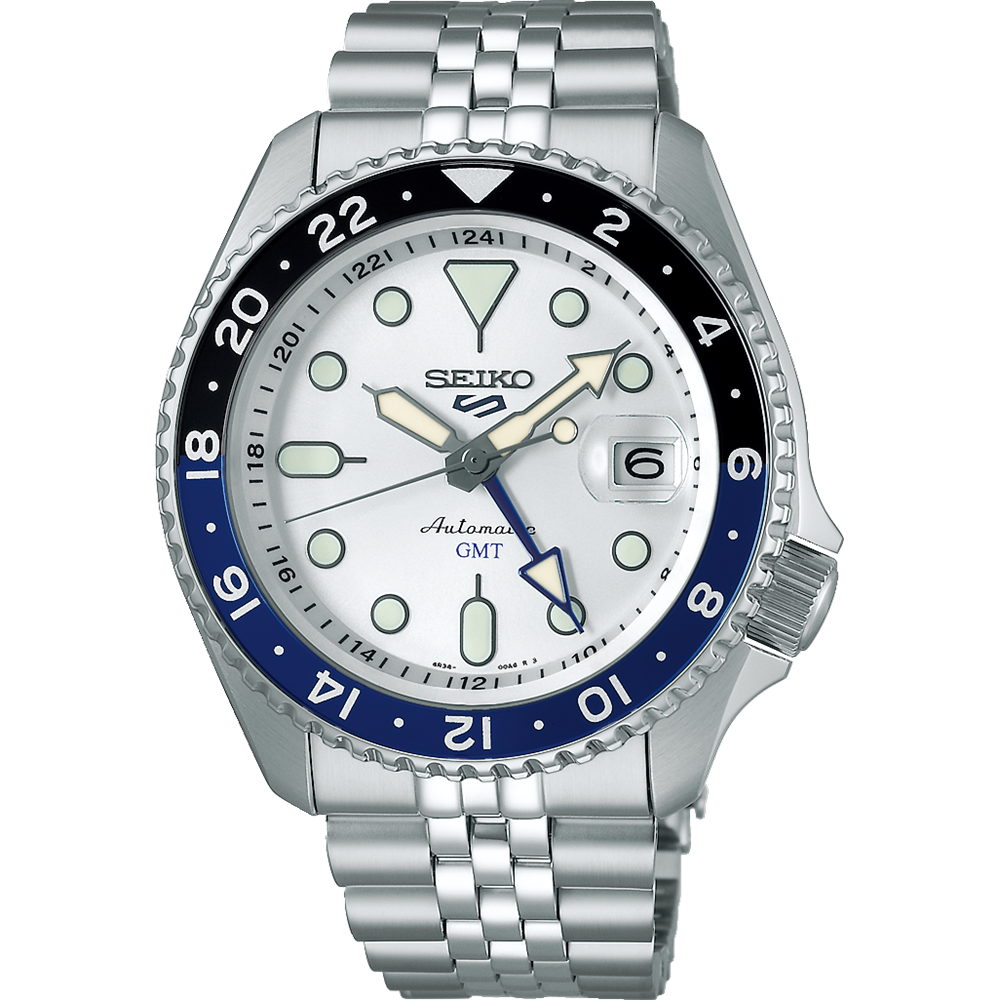 Seiko 5 Sports SKX GMT Blue and White Watch