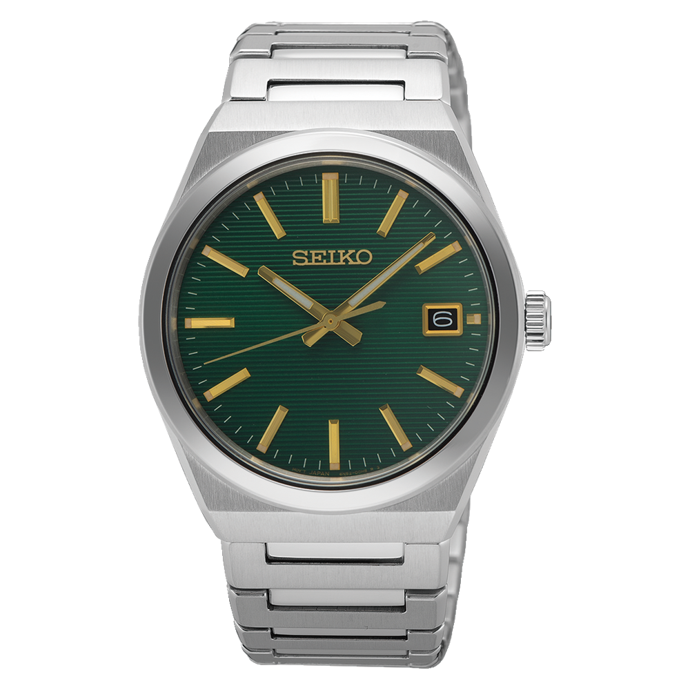 Seiko Silver and Green Classic Style Dress Watch