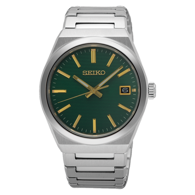 Seiko Silver and Green Classic Style Dress Watch