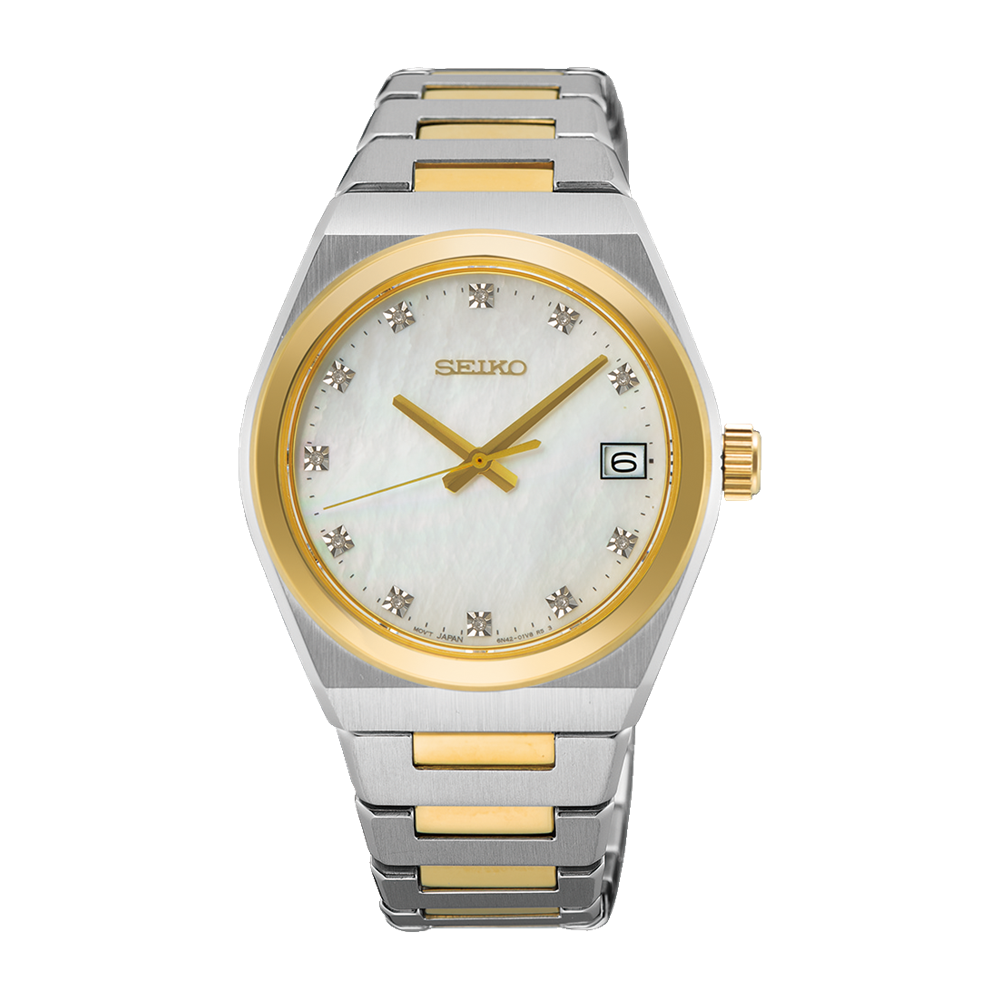 Seiko Silver, Gold and Diamond Ladies Dress Watch