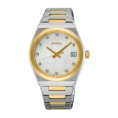 Seiko Silver, Gold and Diamond Ladies Dress Watch