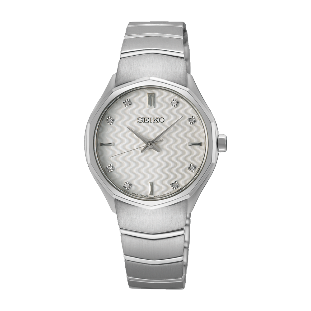 Seiko Simple Silver and Diamond Ladies Watch