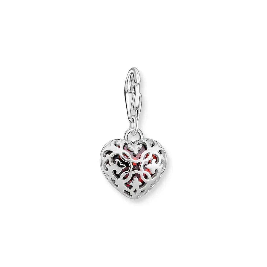 Sterling Silver Thomas Sabo Red Stone Heart Charm