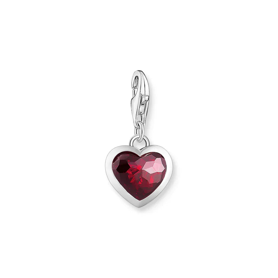 Sterling Silver Thomas Sabo Red Stone Heart Charm