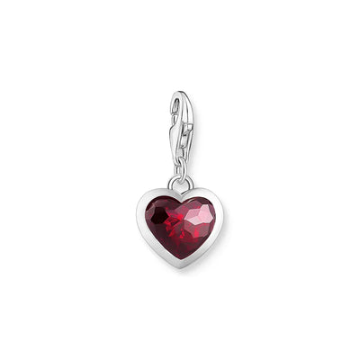 Sterling Silver Thomas Sabo Red Stone Heart Charm
