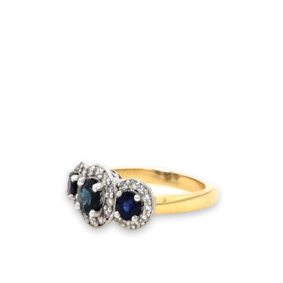 9ct Trilogy Sapphire and Diamond Ring