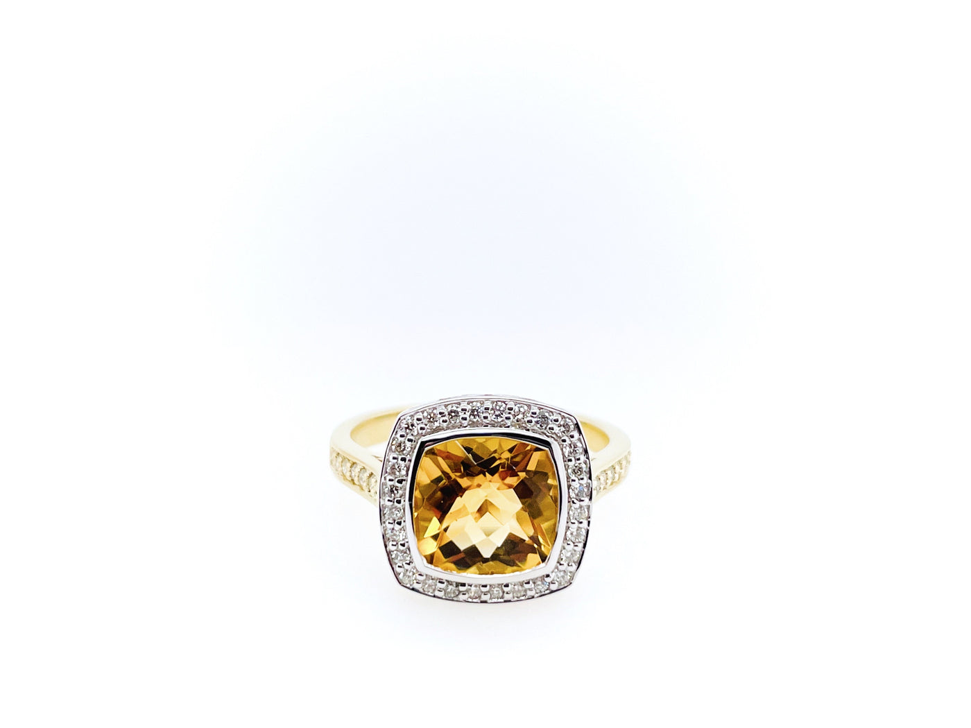9ct Citrine and Diamond Halo Ring