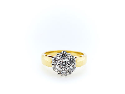 18ct Two Tone Diamond 0.97tdw Cluster Ring