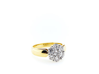18ct Two Tone Diamond 0.97tdw Cluster Ring