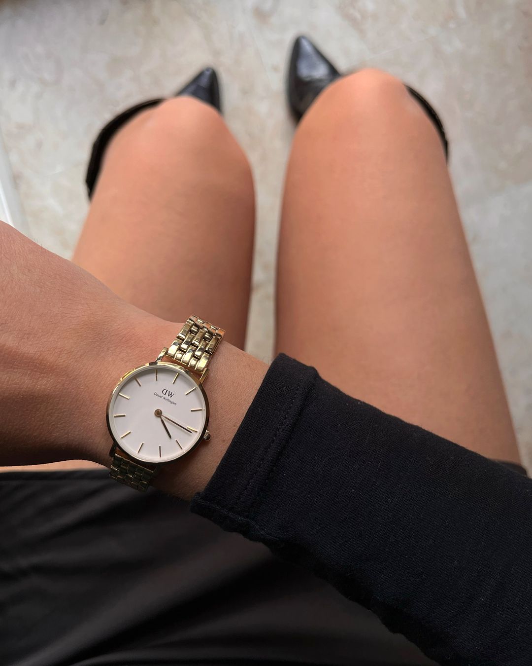 Daniel Wellington 'Petite 5-Link Evergold' 28mm Gold Watch