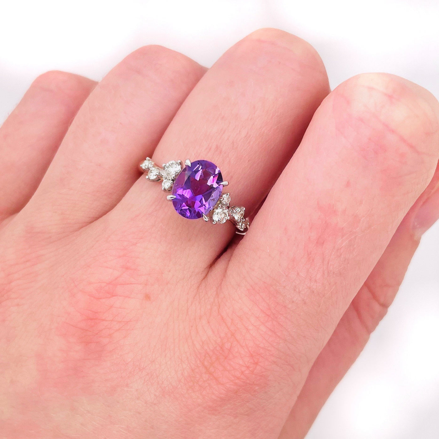 9ct Rose Gold Amethyst and Diamond Ring