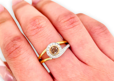 Asymmetric Australian Chocolate Diamond Ring