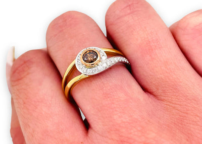 Asymmetric Australian Chocolate Diamond Ring