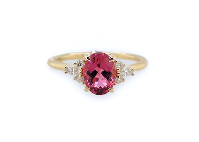 Sweet Pink Tourmaline and Diamond Ring